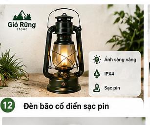 Đèn bão cổ điển sạc pin